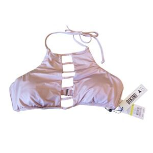 BIKINI‎ LAB Blush Color Women's Strappy High Neck Halter Bikini Top Sz M NWT